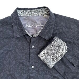 Robert Graham 2XL‎ Black Paisley Print Long Sleeve Classic Fit Button Down